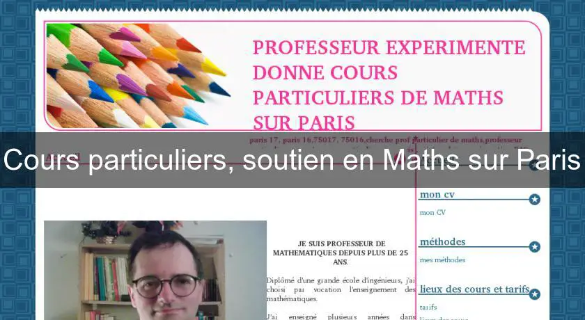 Cours particuliers, soutien en Maths sur Paris
