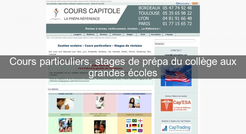 Cours particuliers, stages de prépa du collège aux grandes écoles