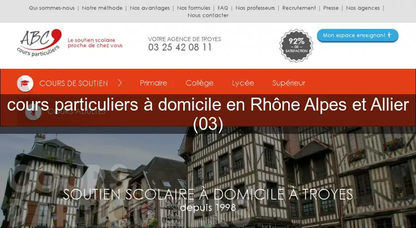 cours particuliers à domicile en Rhône Alpes et Allier (03)