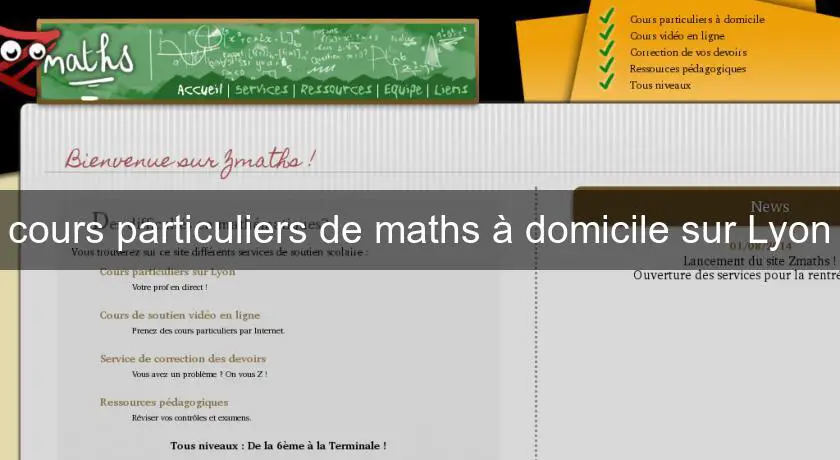 cours particuliers de maths à domicile sur Lyon