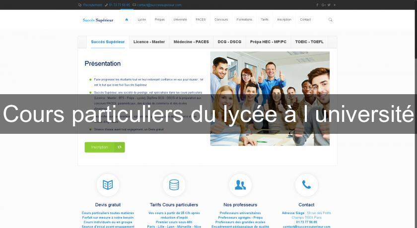 Cours particuliers du lycée à l'université Cours particuliers du lycée à l'université