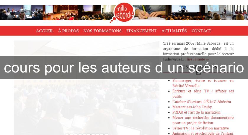 cours pour les auteurs d'un scénario cours pour les auteurs d'un scénario
