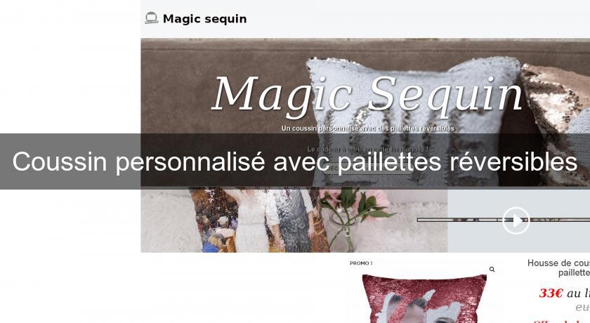 Coussin personnalisé avec paillettes réversibles Coussin personnalisé avec paillettes réversibles