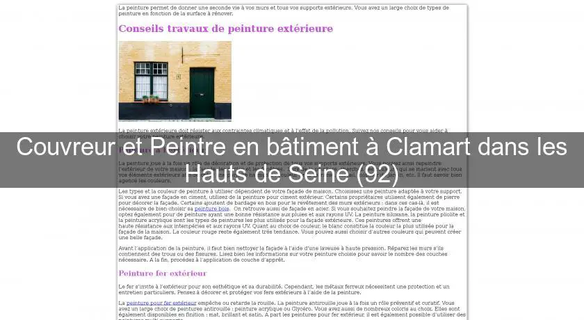 Couvreur et Peintre en bâtiment à Clamart dans les Hauts de Seine (92)