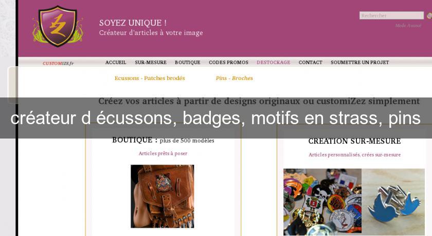 créateur d'écussons, badges, motifs en strass, pins créateur d'écussons, badges, motifs en strass, pins
