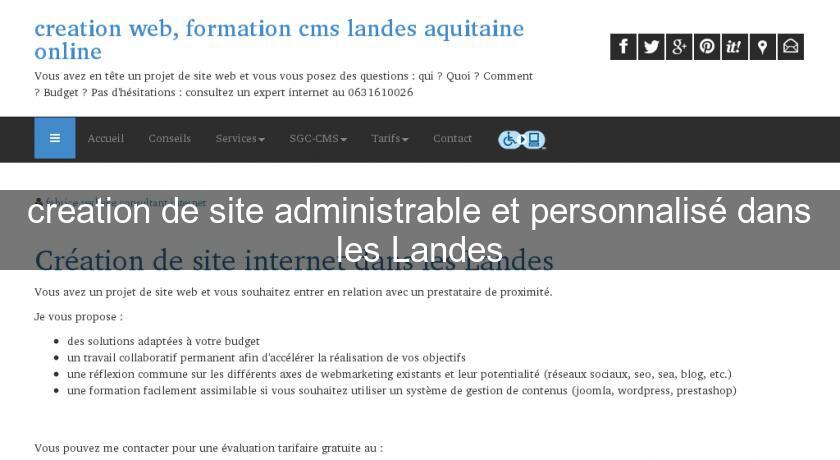 creation de site administrable et personnalisé dans les Landes creation de site administrable et personnalisé dans les Landes