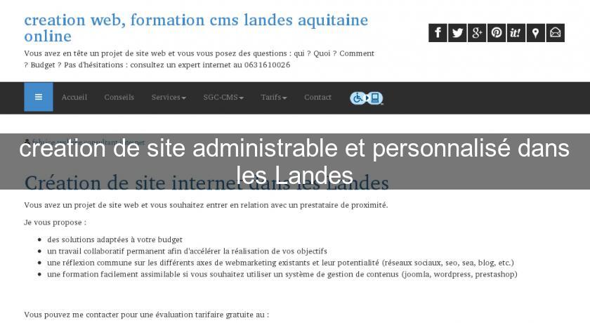 creation de site administrable et personnalisé dans les Landes