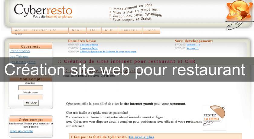 Création site web pour restaurant Création site web pour restaurant