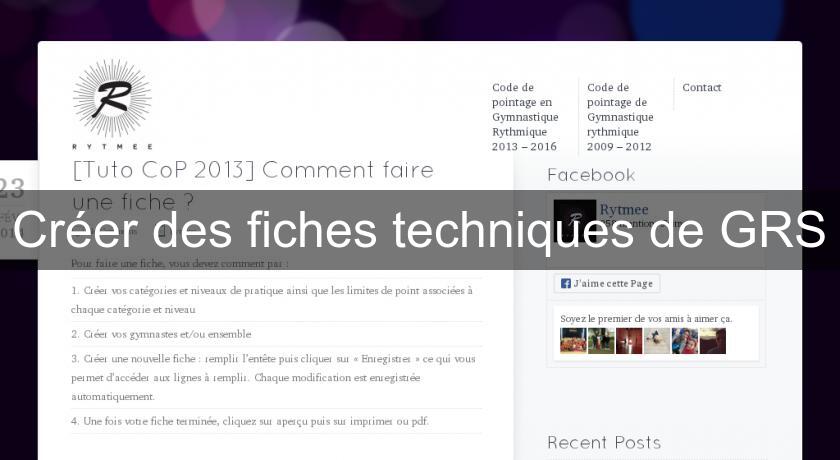 Créer des fiches techniques de GRS Créer des fiches techniques de GRS