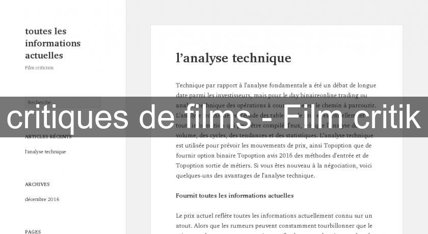 critiques de films - Film critik