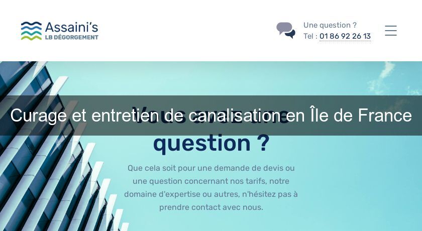 Curage et entretien de canalisation en Île de France