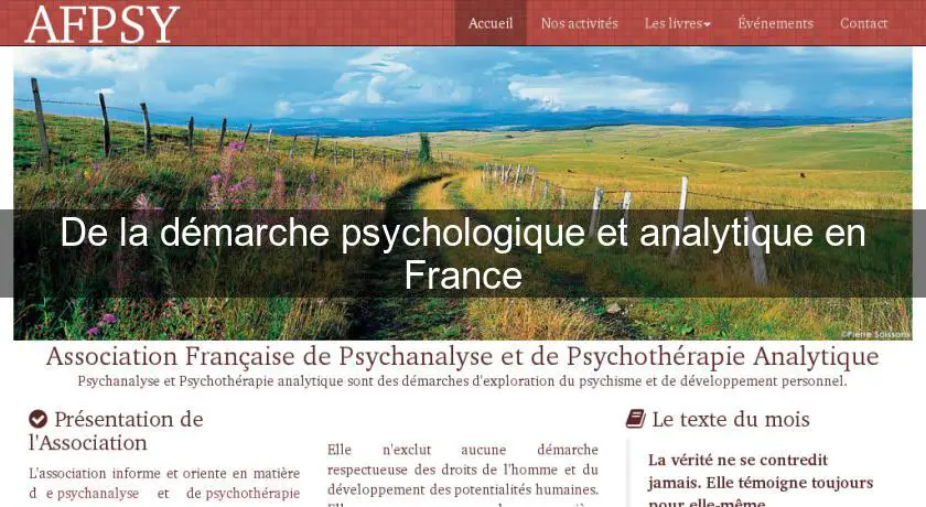 De la démarche psychologique et analytique en France