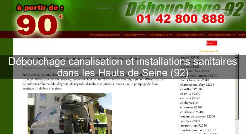 Débouchage canalisation et installations sanitaires dans les Hauts de Seine (92)
