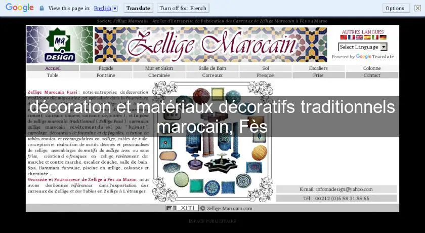 décoration et matériaux décoratifs traditionnels marocain, Fès