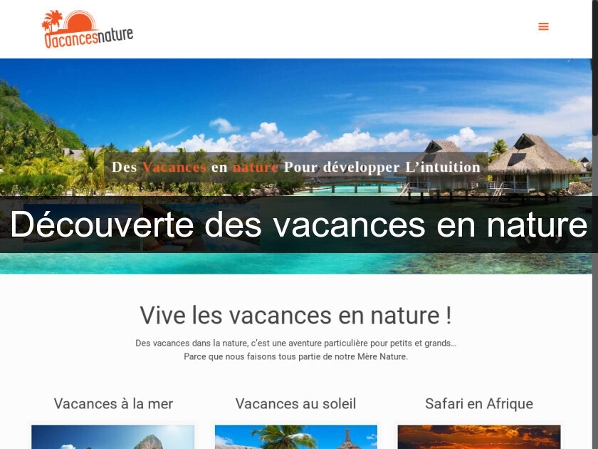 Découverte des vacances en nature