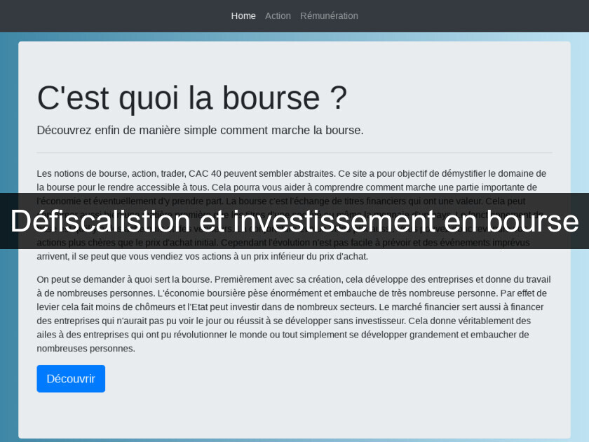 Défiscalistion et investissement en bourse