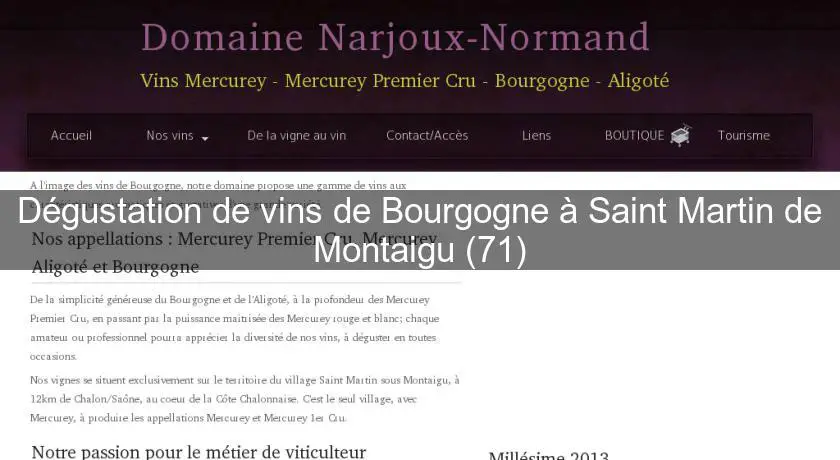 Dégustation de vins de Bourgogne à Saint Martin de Montaigu (71)
