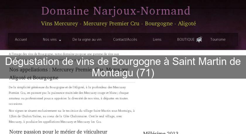 Dégustation de vins de Bourgogne à Saint Martin de Montaigu (71)