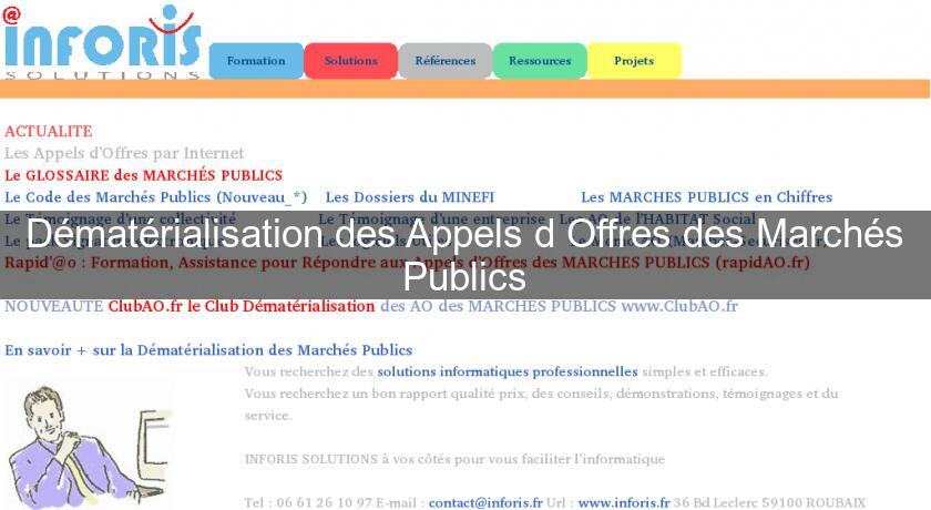 Dématérialisation des Appels d'Offres des Marchés Publics