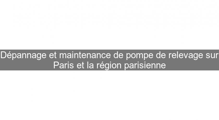Dépannage et maintenance de pompe de relevage sur Paris et la région parisienne