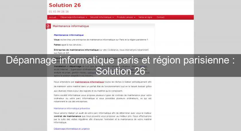 Dépannage informatique paris et région parisienne : Solution 26