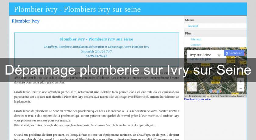 Dépannage plomberie sur Ivry sur Seine Dépannage plomberie sur Ivry sur Seine