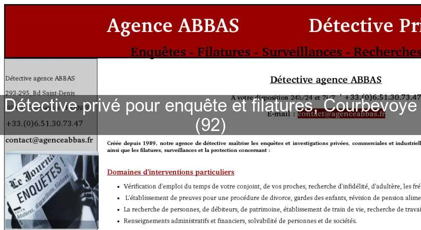 Détective privé pour enquête et filatures, Courbevoye (92)