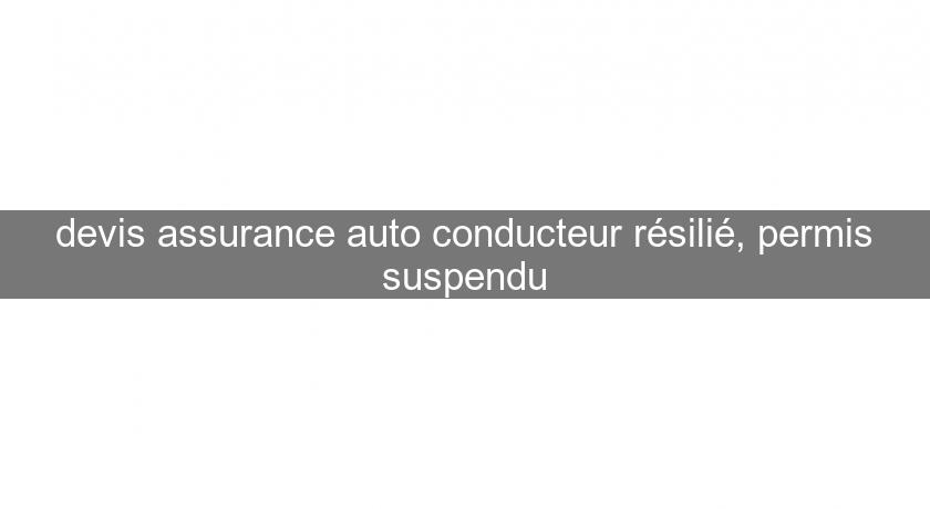 devis assurance auto conducteur résilié, permis suspendu