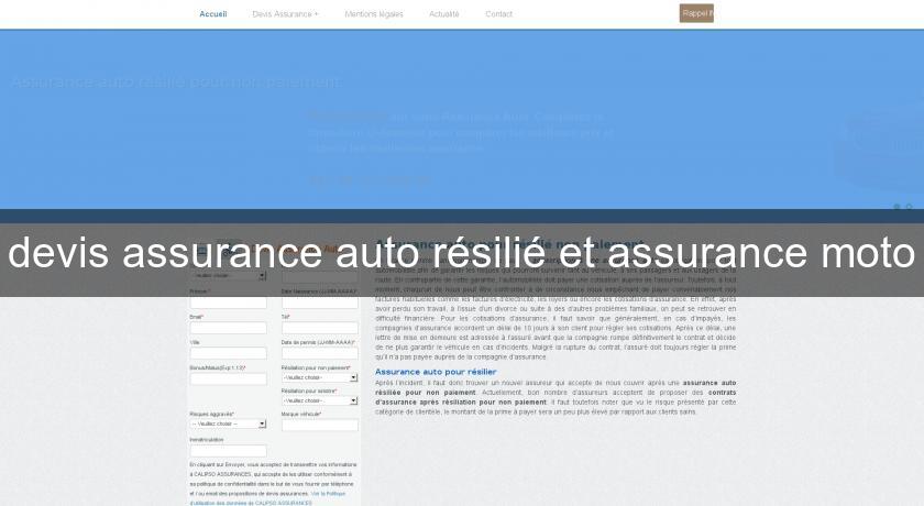 devis assurance auto résilié et assurance moto