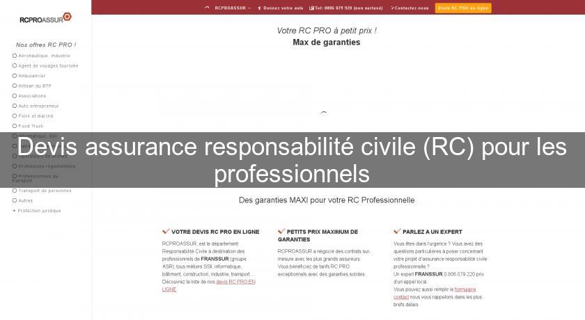 Devis assurance responsabilité civile (RC) pour les professionnels