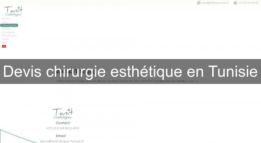 Devis chirurgie esthétique en Tunisie