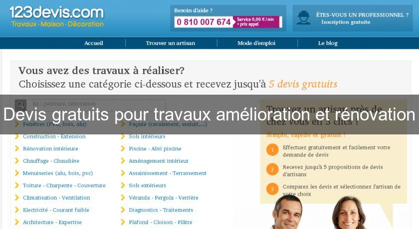 Devis gratuits pour travaux amélioration et rénovation