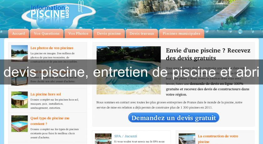 devis piscine, entretien de piscine et abri devis piscine, entretien de piscine et abri