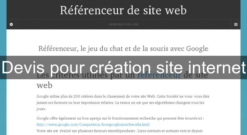 Devis pour création site internet