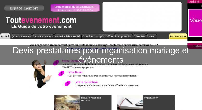 Devis prestataires pour organisation mariage et événements Devis prestataires pour organisation mariage et événements