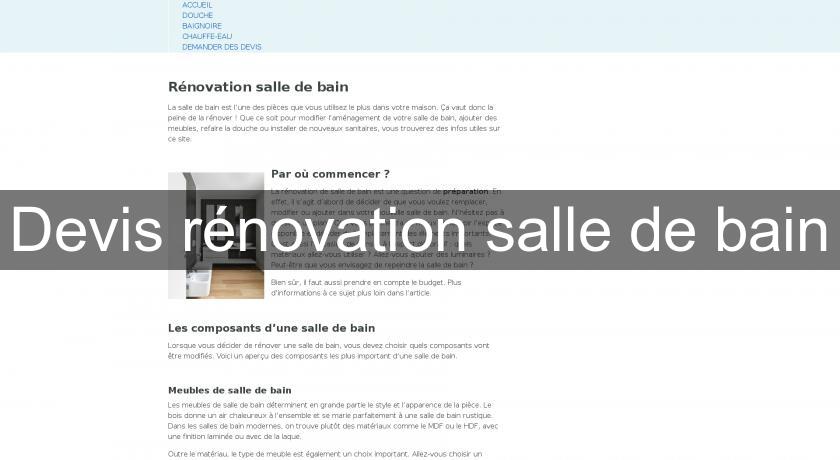 Devis rénovation salle de bain Devis rénovation salle de bain