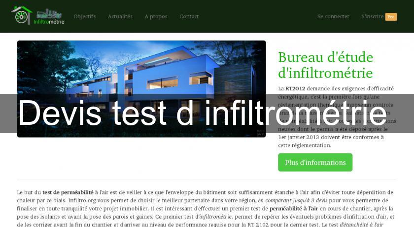 Devis test d'infiltrométrie Devis test d'infiltrométrie