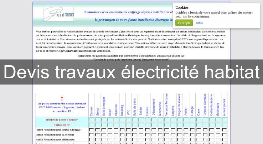 Devis travaux électricité habitat Devis travaux électricité habitat