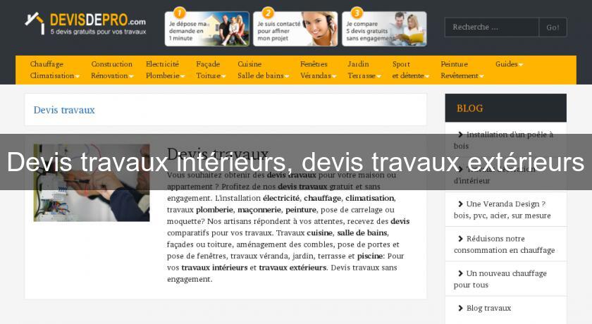 Devis travaux intérieurs, devis travaux extérieurs Devis travaux intérieurs, devis travaux extérieurs