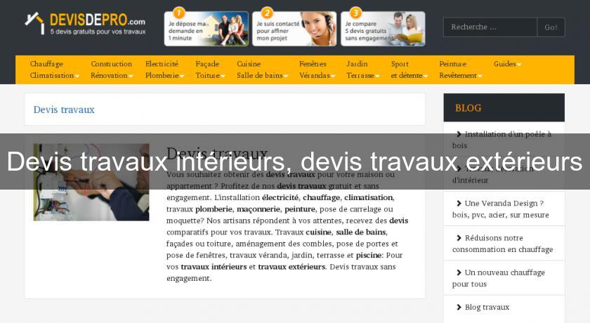 Devis travaux intérieurs, devis travaux extérieurs