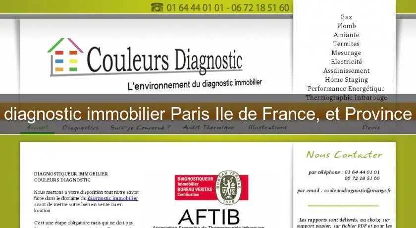 diagnostic immobilier Paris Ile de France, et Province