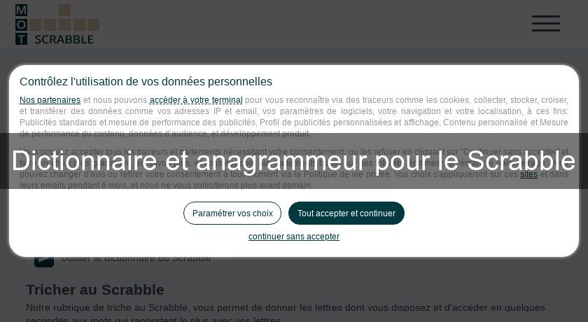 Dictionnaire et anagrammeur pour le Scrabble