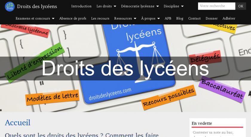 Droits des lycéens Droits des lycéens