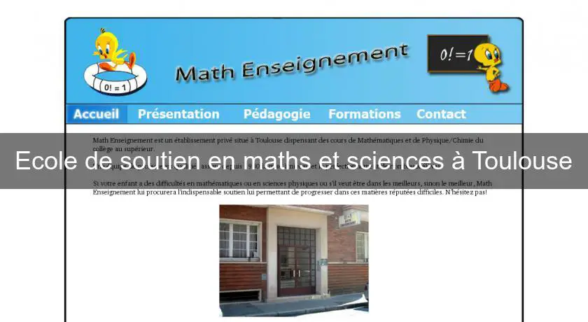 Ecole de soutien en maths et sciences à Toulouse