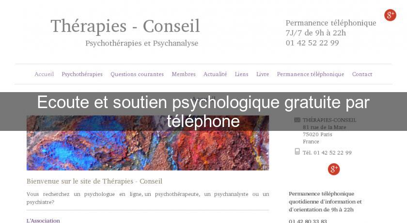 Ecoute et soutien psychologique gratuite par téléphone Ecoute et soutien psychologique gratuite par téléphone