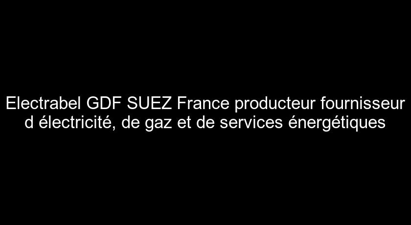 Electrabel GDF SUEZ France producteur fournisseur d'électricité, de gaz et de services énergétiques Electrabel GDF SUEZ France producteur fournisseur d'électricité, de gaz et de services énergétiques