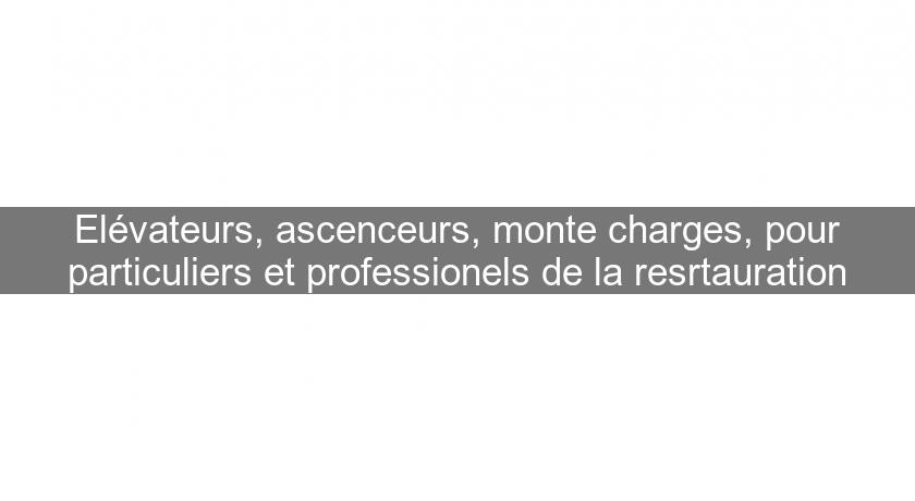 Elévateurs, ascenceurs, monte charges, pour particuliers et professionels de la resrtauration Elévateurs, ascenceurs, monte charges, pour particuliers et professionels de la resrtauration
