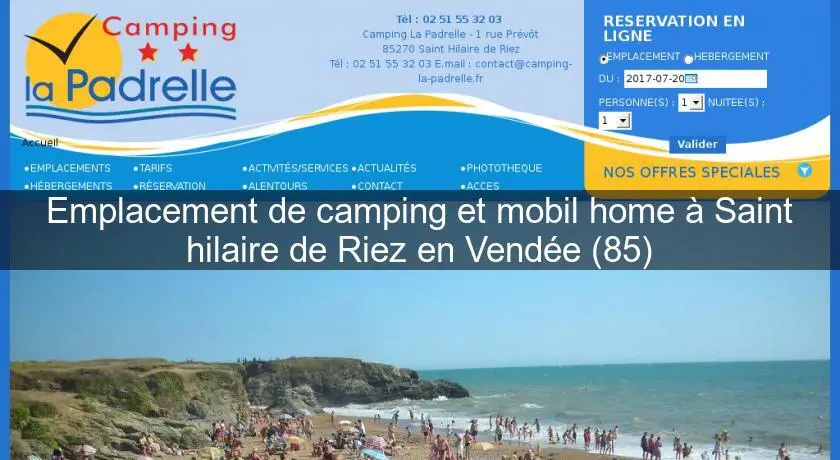 Emplacement de camping et mobil home à Saint hilaire de Riez en Vendée (85)