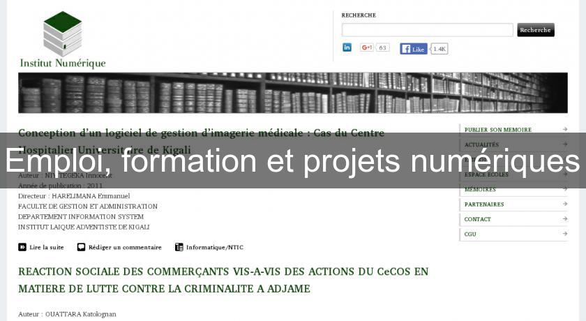 Emploi, formation et projets numériques Emploi, formation et projets numériques