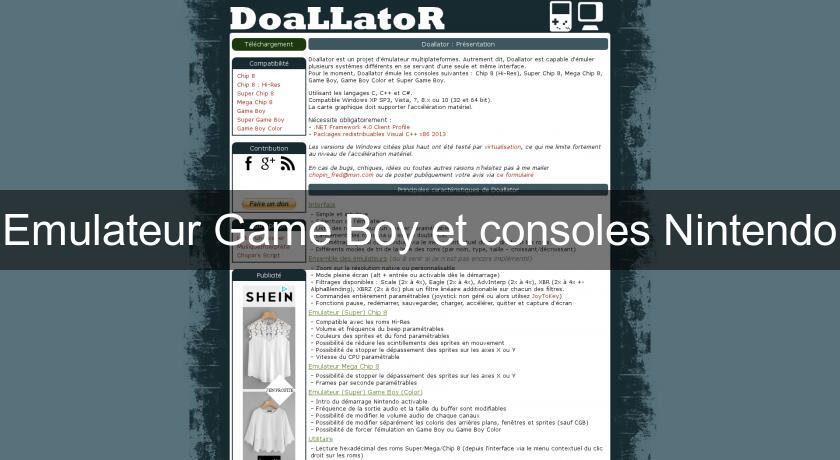 Emulateur Game Boy et consoles Nintendo Emulateur Game Boy et consoles Nintendo